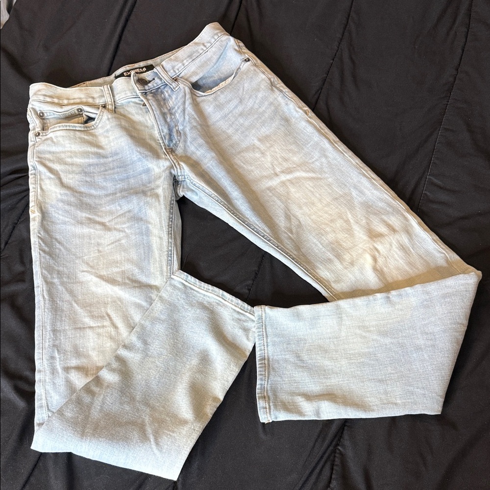 Express Light Gray Men's Straight Jeans